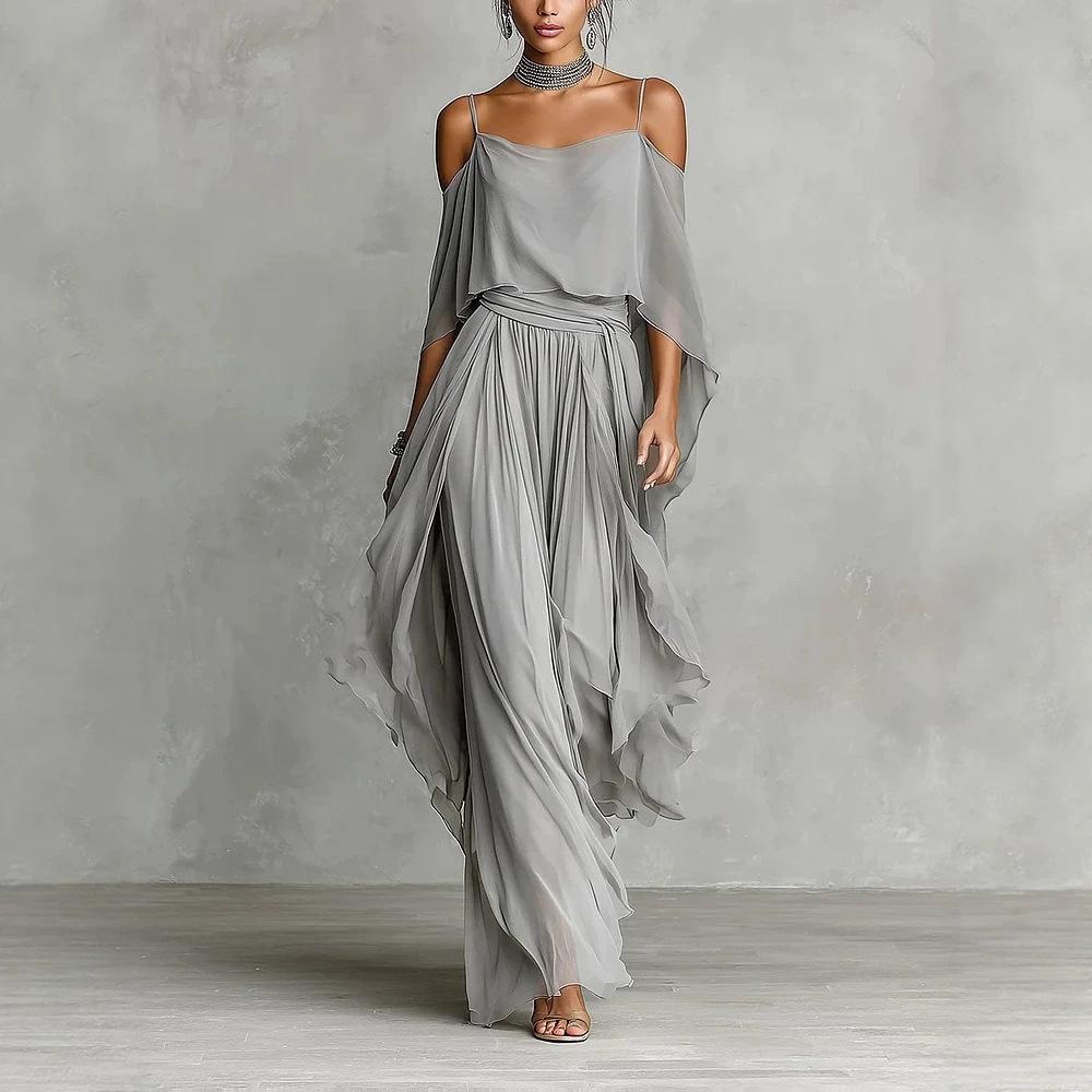 Abito da Donna Nuovi Stile Senza Maniche Scollo Aperto Manica Larga Vestibilità Larga per Occasioni Formali