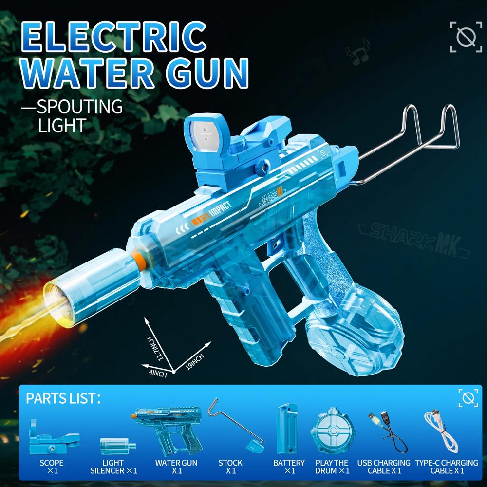 M416 Led Simulation Fire Electric Water Guns for Children Large Capacity Automatic Continuous Water Gun Boy Summer Outdoor Toys