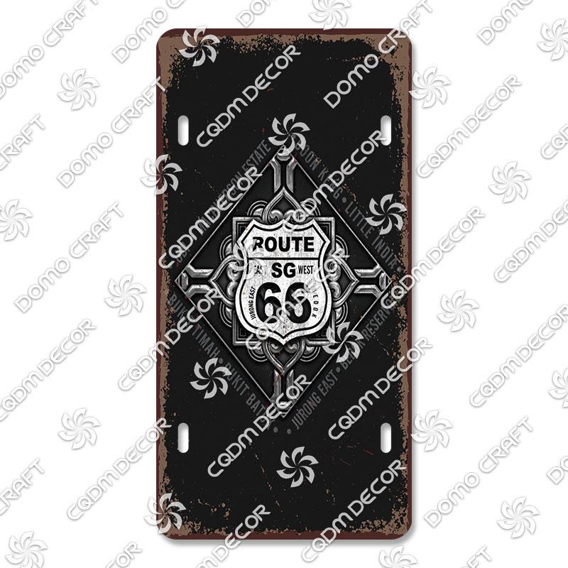 Retro Route 66 License Metal Tin Signs Vintage Road Trip Car Metal Plate Garage Club Gas Station Car Wall Decor