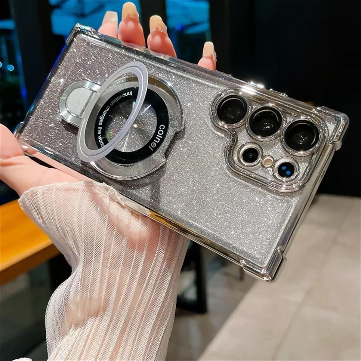 

Покриття Airbag Gradient Case для Samsung Galaxy S25 S24 S23 S22 S20 S21 Fe Plus Ultra Lens Protection Magnetic Holder Cover For A24 A55 5G A53 A54 Samsung A24 срібний