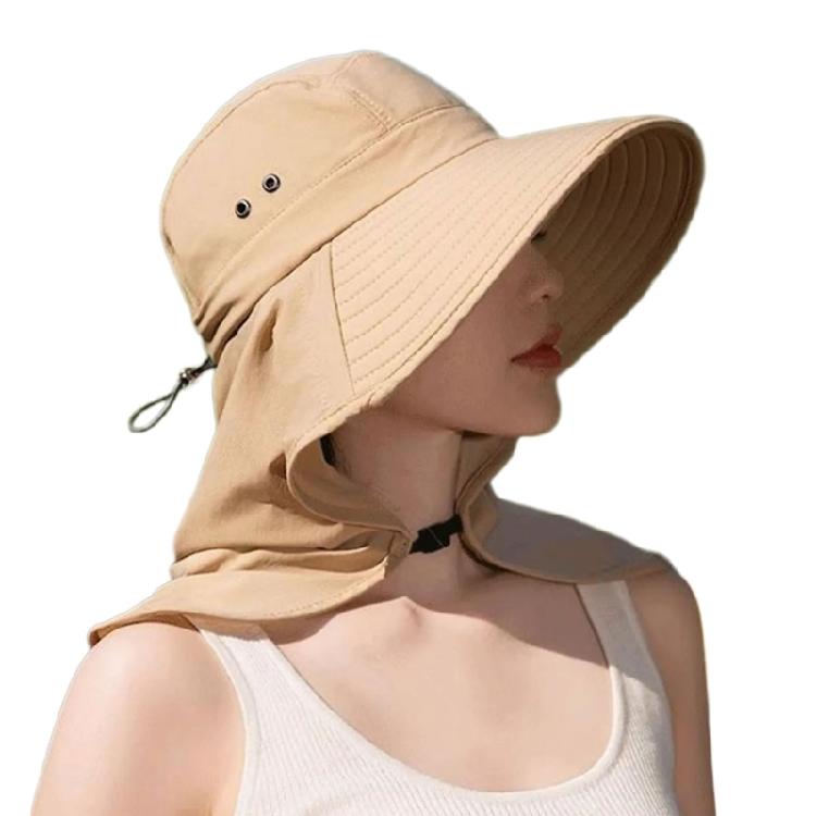 Women Sun Hat Bucket Hat with Large Shawl for Travel Hiking Shopping