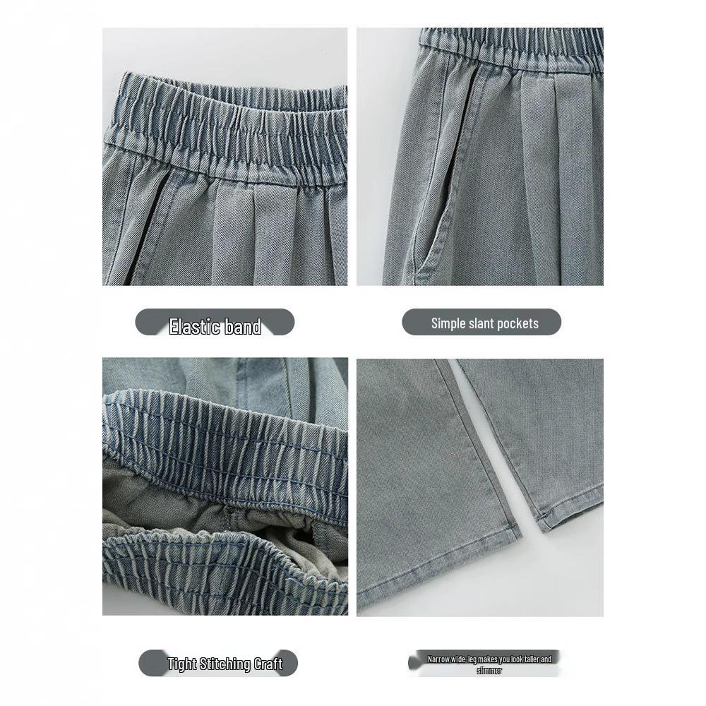 Women’s Tencel Soft Denim High-Waist Loose Jeans – Summer 2024 Retro Wide-Leg Style