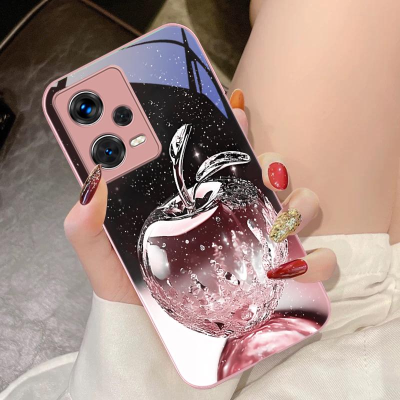 Transparenter Kristall-Apfel für Xiaomi 14 Ultra 13 Lite Redmi Note 13 11 Pro 12 Plus Poco X6 3 Pro F4 6 GT Gehärtete Handyhülle