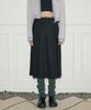 Etmont Buckle Pleated Fringe Skirt Black