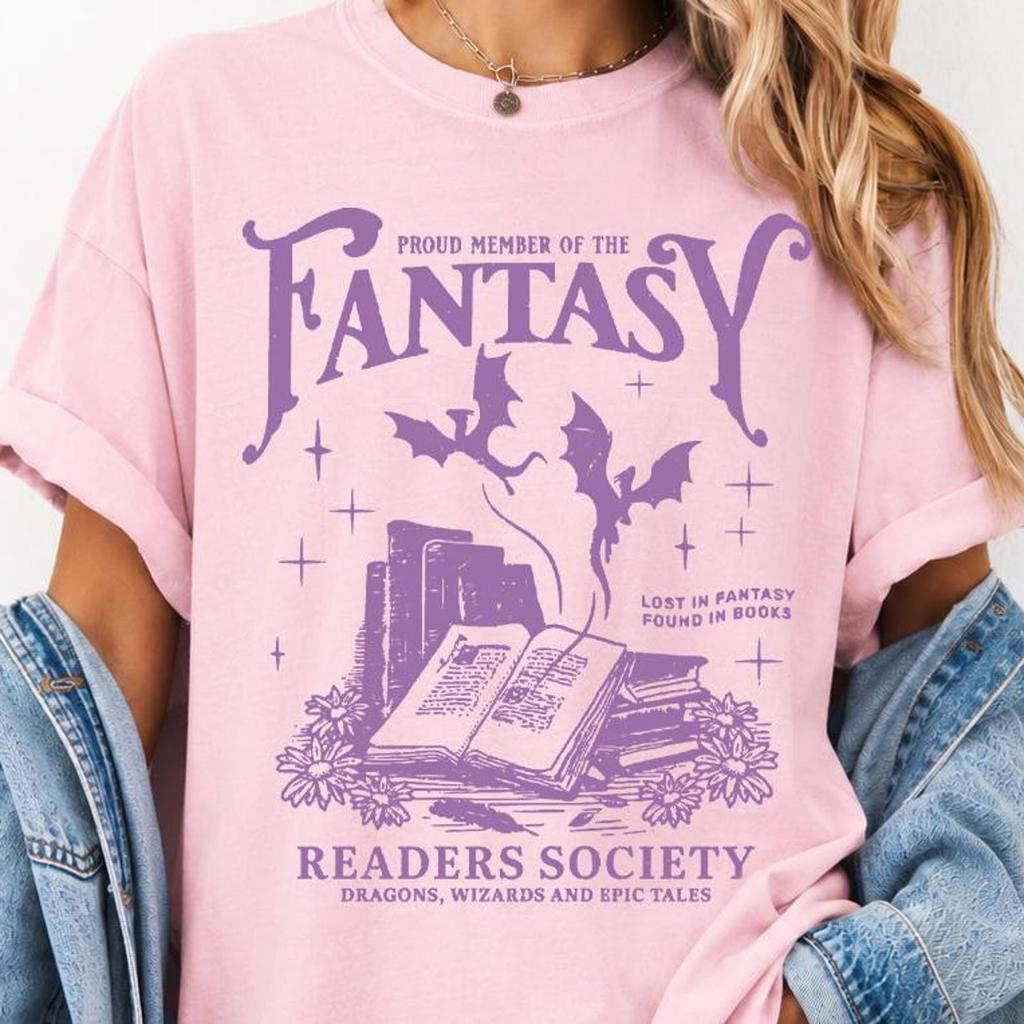 Fantasy Readers Society Shirt, Book Lover Tee, Fantasy Book Club Shirt, Cottagecore Reader Gift, Dragon Bookish Tee, Romantasy Booktok Tee T-shirt