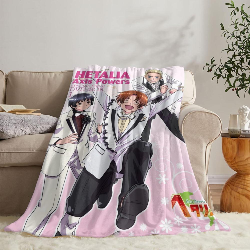 H-Hetalia Axis Powers Coperta Morbida in Flanella Coperta Estiva Leggera Accogliente per Sonnellino su Divano Letto Viaggio
