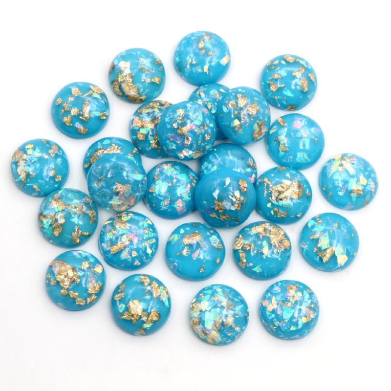 40 Stück 8mm 10mm 12mm Runde Eingebettete Metallfolie Flache Rückseite Harz Cabochons Kuppel DIY Ohrringe Schmuckherstellung Zubehör Fundstücke