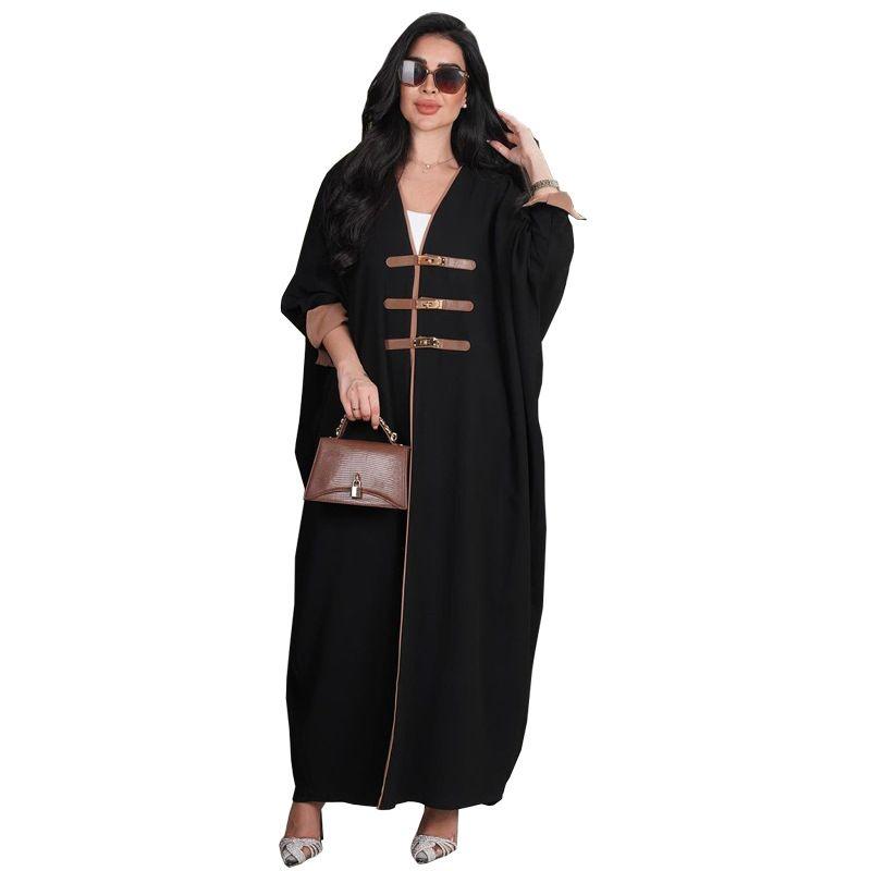 Indonesia Middle East Amazon Fashion Cardigan Leather Ring Turkey Colorblock Robe Outwear Arab Outwear Coat
