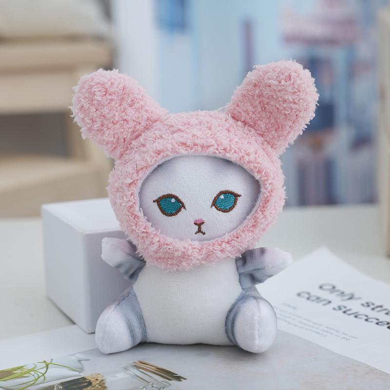 Adorable Bunny Ear Plush Toy Keychain Cute Cat Stuffed Animal Doll For Bags