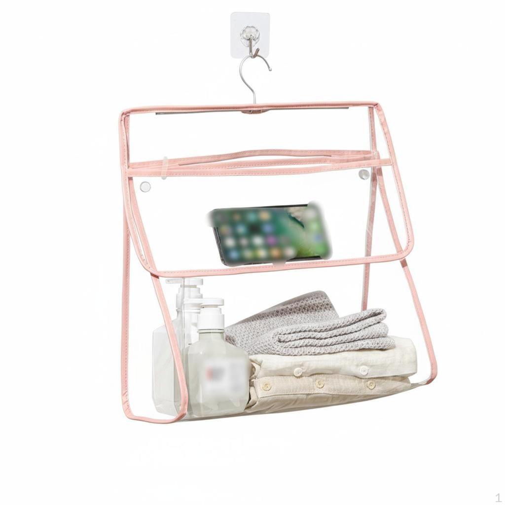Shower Clothes Storage Organizer Area Saving Waterproof Bath Pouch Multiple Compartments