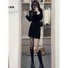 Women's Spring 2025 Black Velvet Lace Patchwork Top