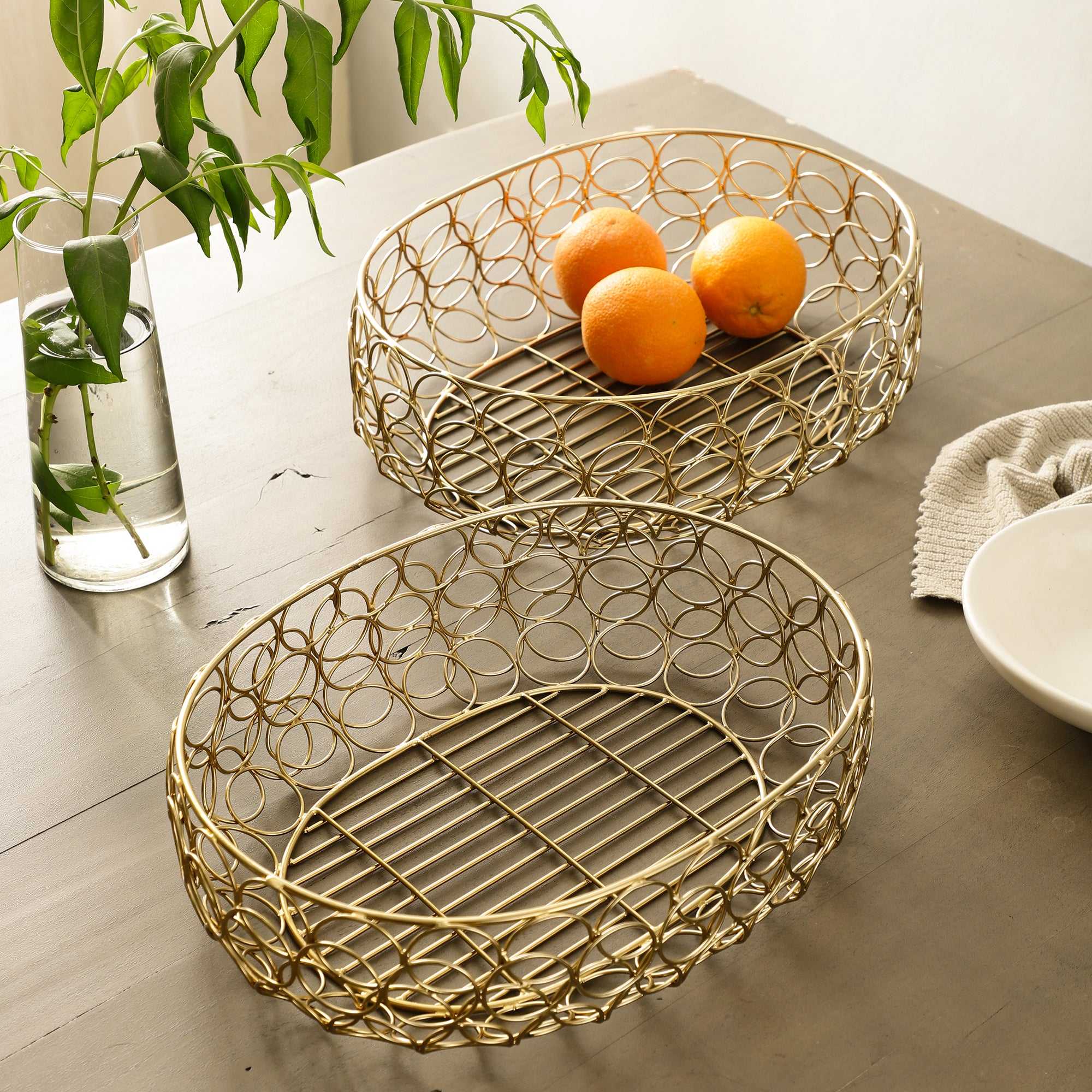 Набор корзин Meza 34 x 26 x 10 см 34 x 26 x 9 см 34 x 26 x 10 cm, 34 x 26 x 9 cm золотистый