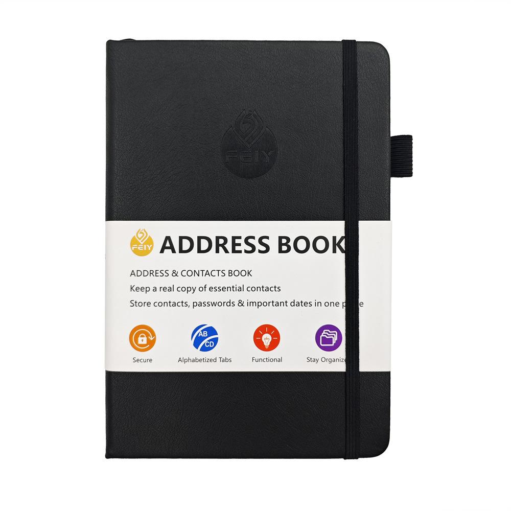 DHF Custom Printed A5 Hardcover Pu Leather Linen Fabric Business Office Writing Planner for Gift (Black,A5)
