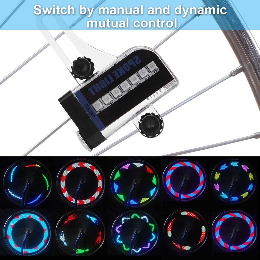 Bike Dual Side 14LED RGB Spoke Light Wire Lamp Accessory for Mountain Bicycle