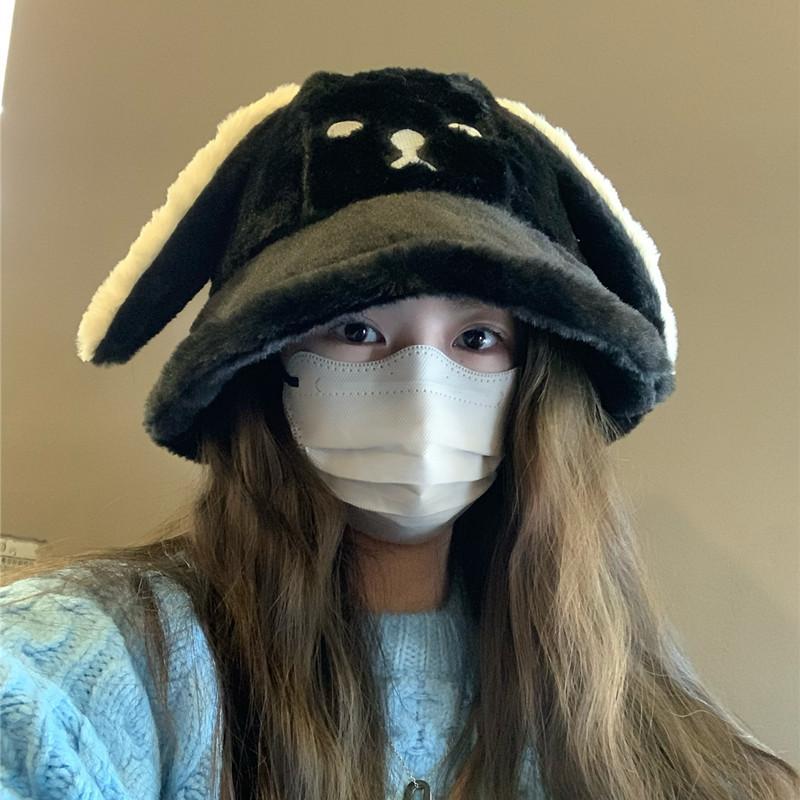Uszy szczeniaka kapelusz rybacki dzieci jesień i zima pluszowy kapelusz typu bucket uroczy kapelusz typu washbasin ciepły kapelusz student