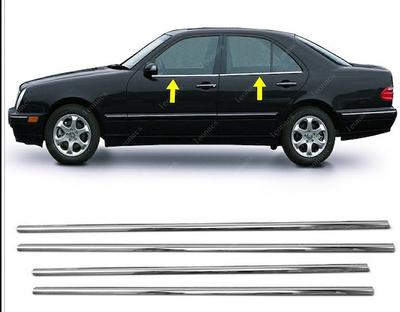 Spodní skleněná lišta (4 ks, nerez) Carmos - turecký kladkostroj pro Mercedes E-class W210 1995-2002