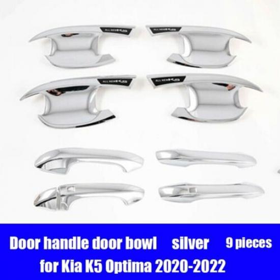9PC Chrome Car Door Handle Bowl Cover Trim Sticker For Kia Optima K5 DL3 20-