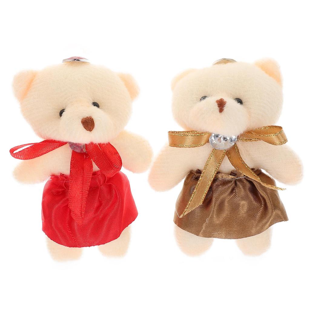 [iplusmile] 10pcs Mini Teddy Bear Plush Toys Stuffed Doll Lovers Hanging Doll Pendant Wedding Gift Box Doll Toys Wedding Decoration Party Favors Baby
