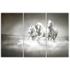 Three piece picture canvas print Gallop of the white horses