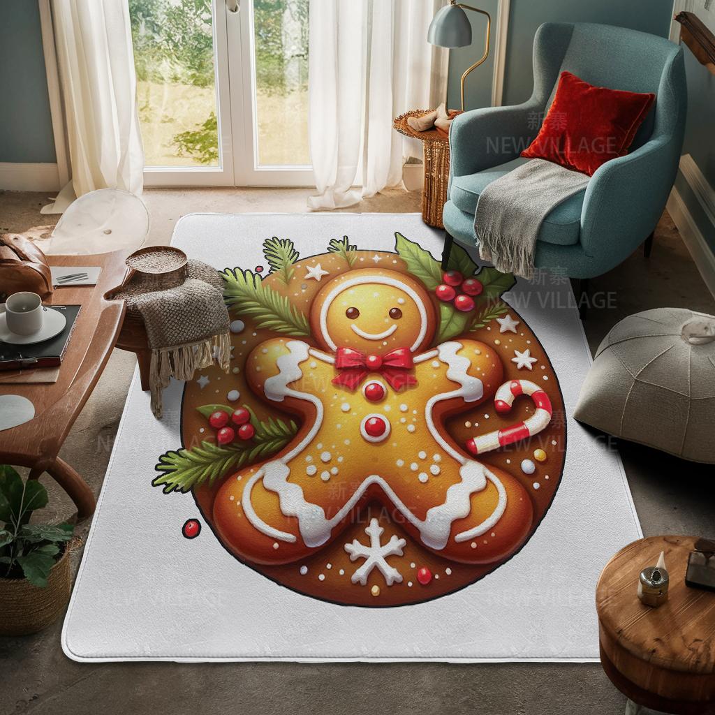 House Entrance Carpet Home Door Mat Living Room Bath Foot Bathroom Non-slip Water Absorption Rugs Bath Merry Christmas Winter