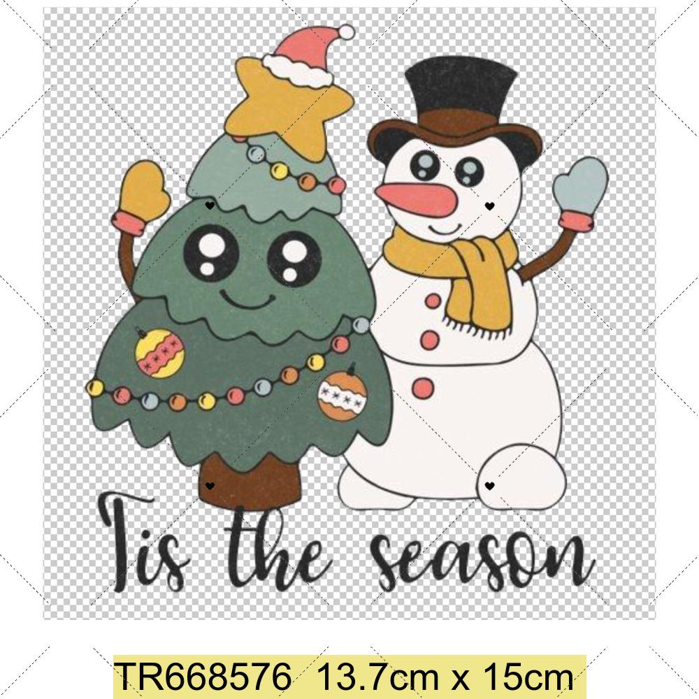 Santa Claus Christmas Tree and Reindeer Heat Transfer Sticker DIY Clothing Sewing Supplies Christmas Short Sleeves Patches