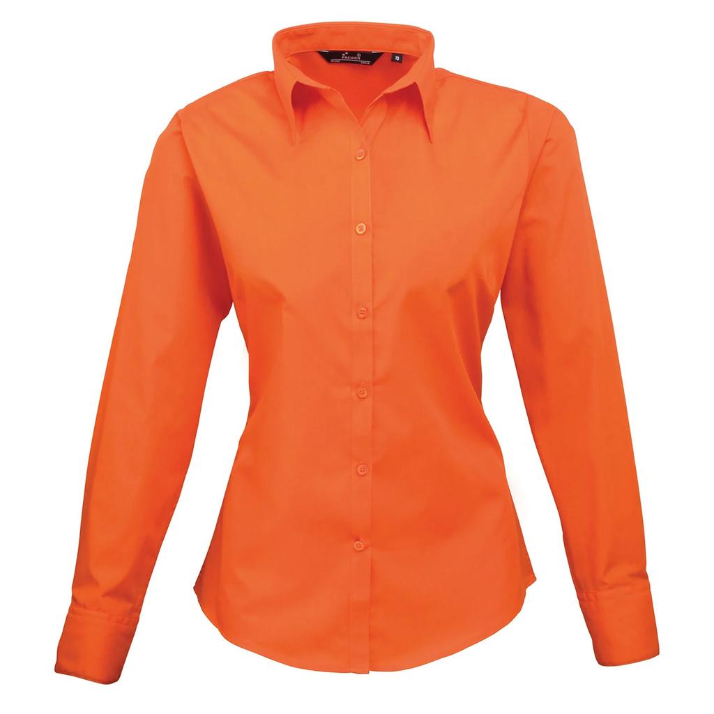Premier Womens/Ladies Poplin Long-Sleeved Blouse