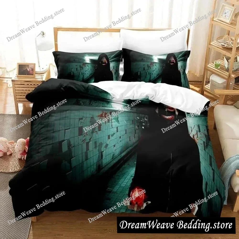 3D Print Anime Bed Sheet Set Tokyo Ghoul Bedding Set Single Twin Full Queen King Size Bed Set Aldult Kid Bedroom Quilt Cover963