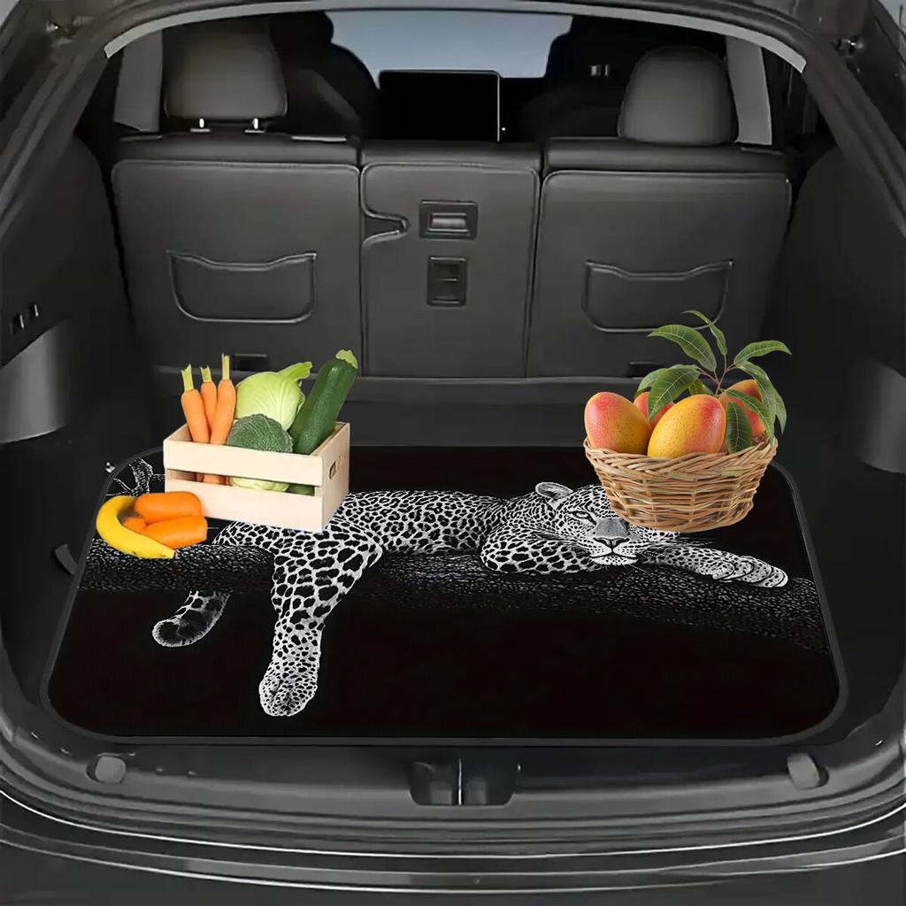 1Pcs Leopard Print Car Trunk Mat with Anti Slip Cargo Liner Waterproof Rear Storage Protector Floor Mat for SUV Sedan Vehicle In