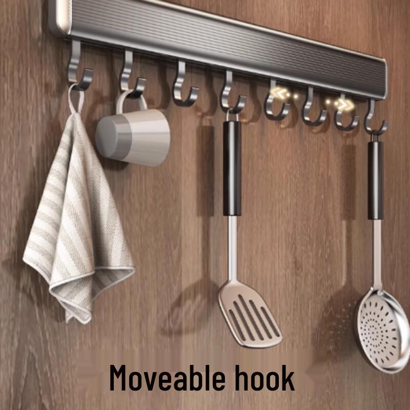 No-Drill Wall-Mounted Kitchen Spice Rack with Knife Holder & Hooks