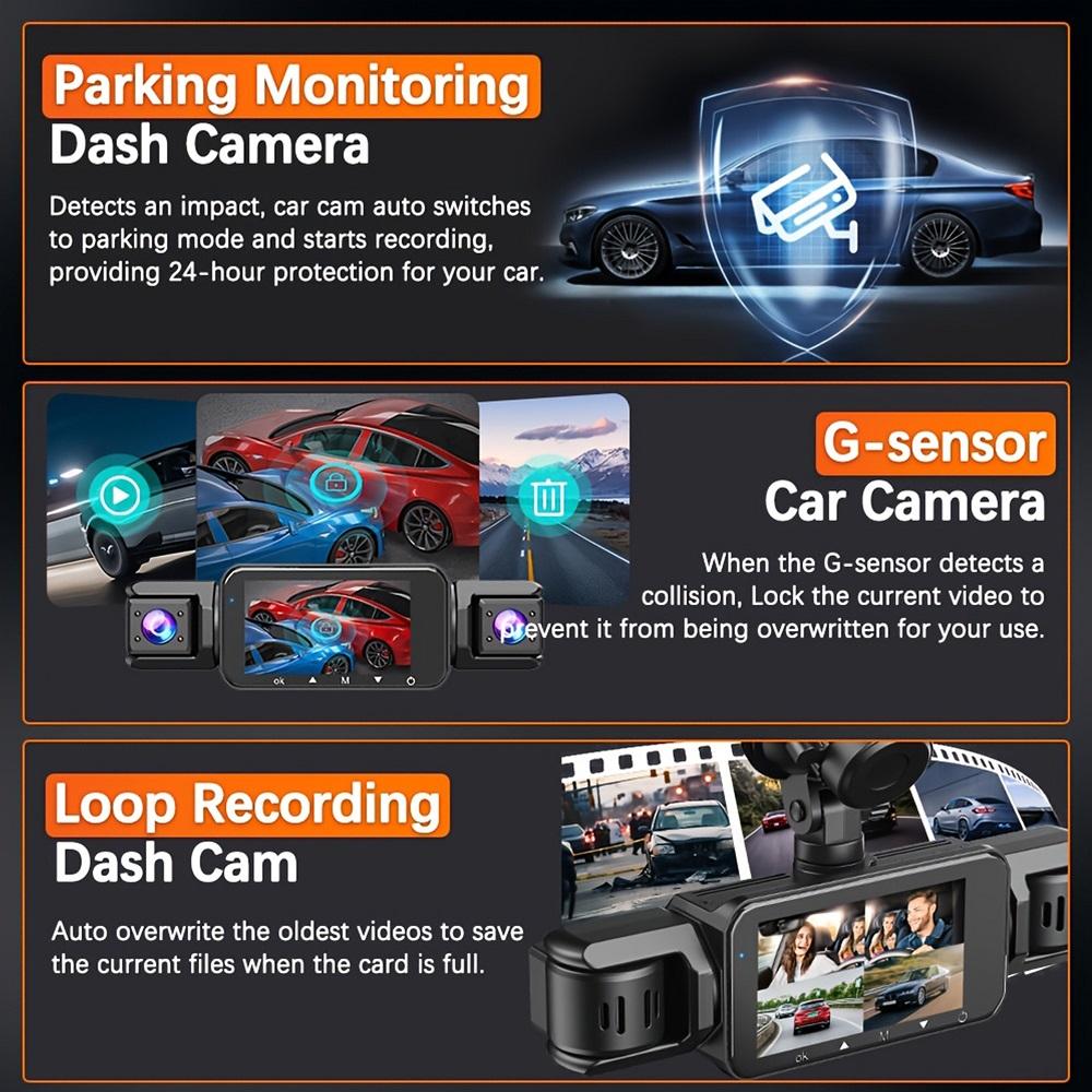 Cámara de salpicadero para coches 4 canales Caja negra WiFi Cámara de conducción FHD 1080P Visión nocturna Grabación en bucle Accesorios para coche