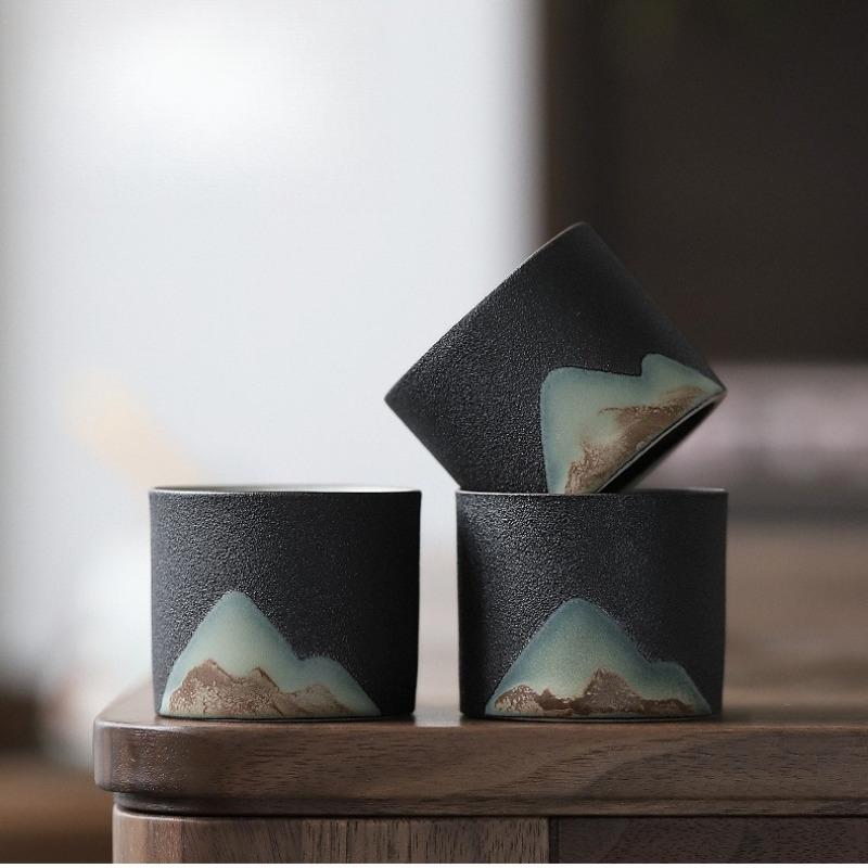 Håndtegnet fjellform tekkopp Retro keramisk tekopp Kung Fu tesett Kaffekopp Liten vannkopp Porselen teservise