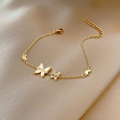 Korean Butterfly Bracelets for Women Fashion Butterfly Charm Titanium Steel Chain Bangle Girl Elegant Party Jewelry