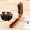 Brown Anti-Static Folding Pig Bristle Comb - Gentle On Scalp and Portable for Travel