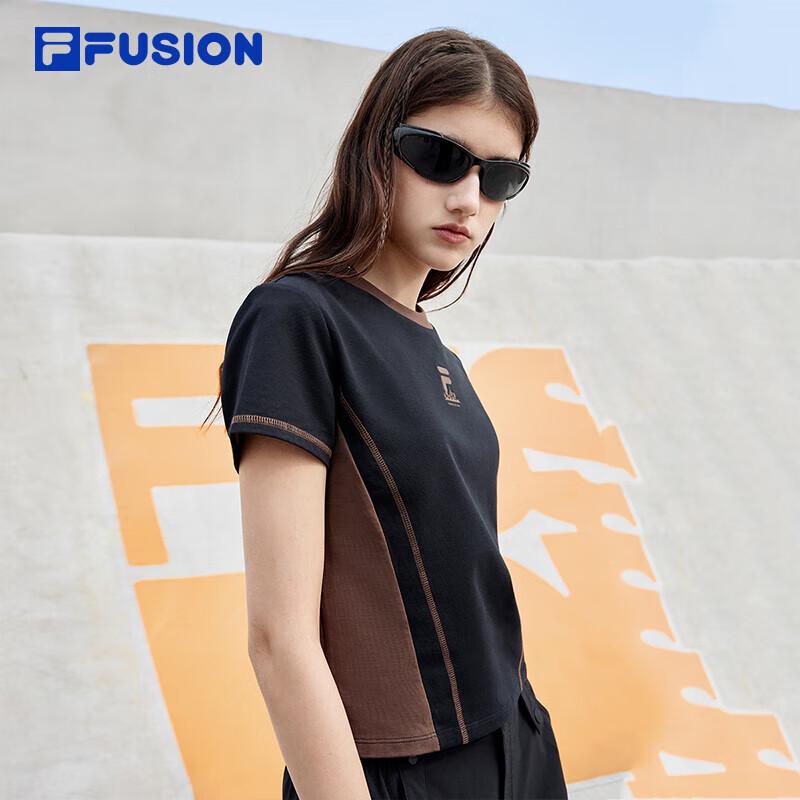 FILAFUSION Women s Colorblock Cropped Knit T-Shirt S