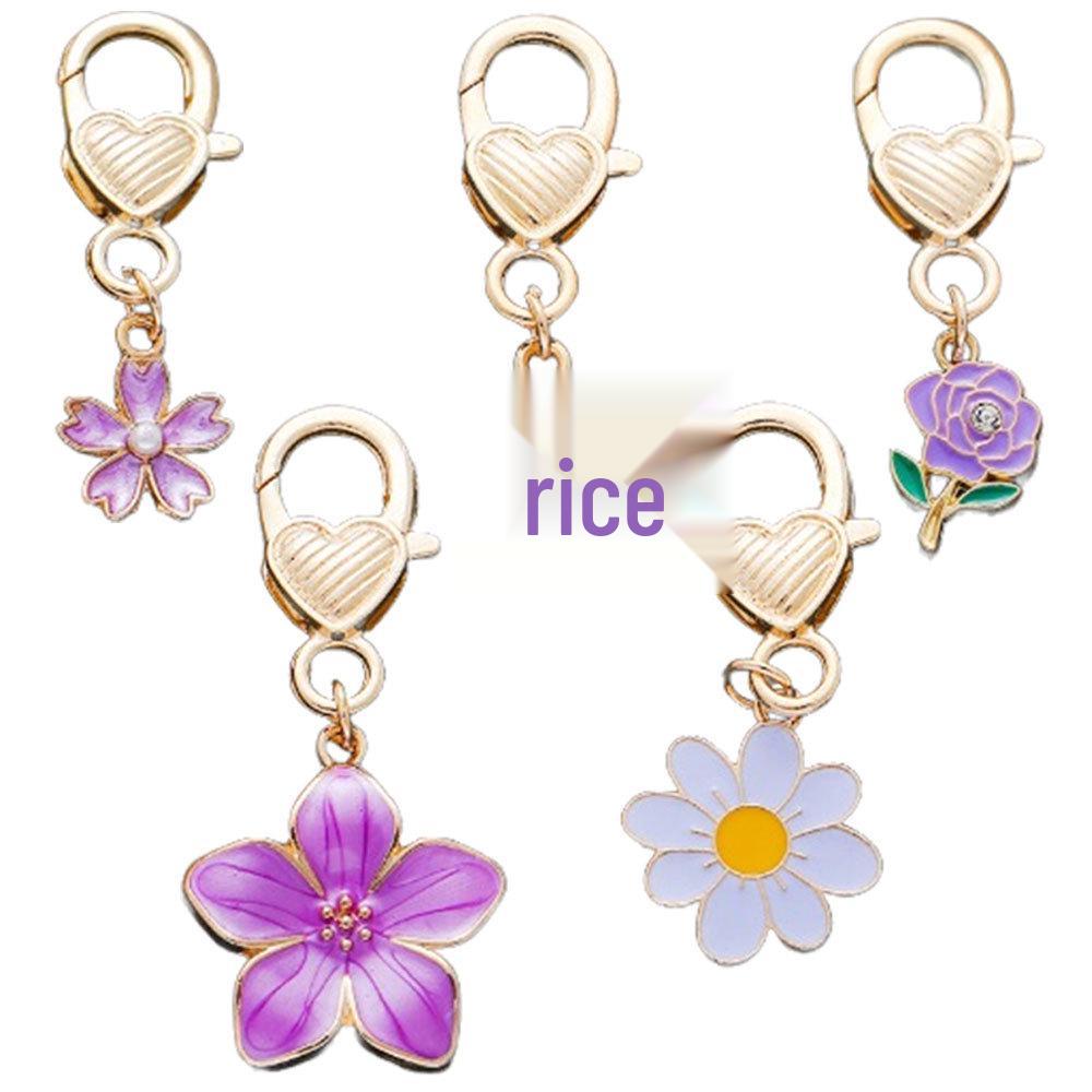 Purple Drip Oil Simulated Fresh Flower Keychain with Metal Lobster Clasp