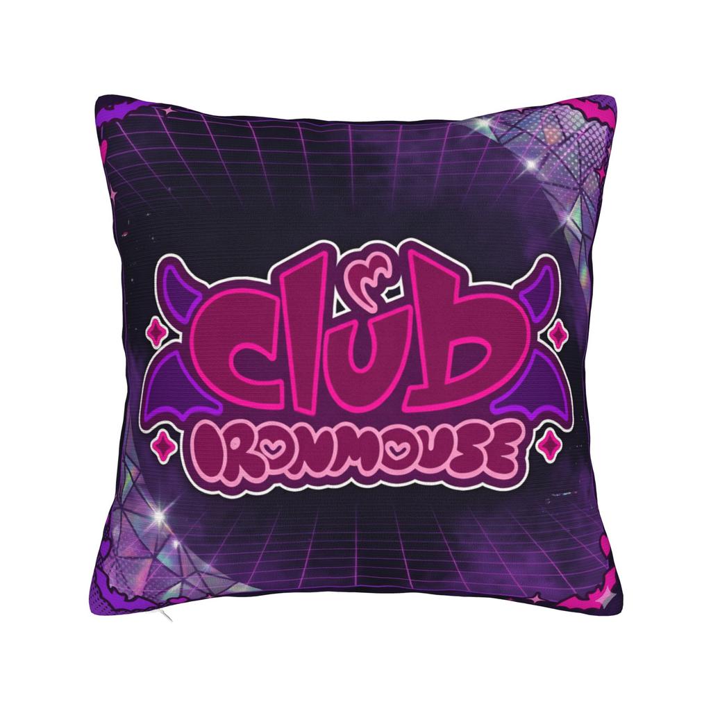 Ironmouse Neon Heart Frame With Devil Square Pillow Case Cute Vtuber Girl Cushion Cover Decor Pillowcover For Home 45X45Cm