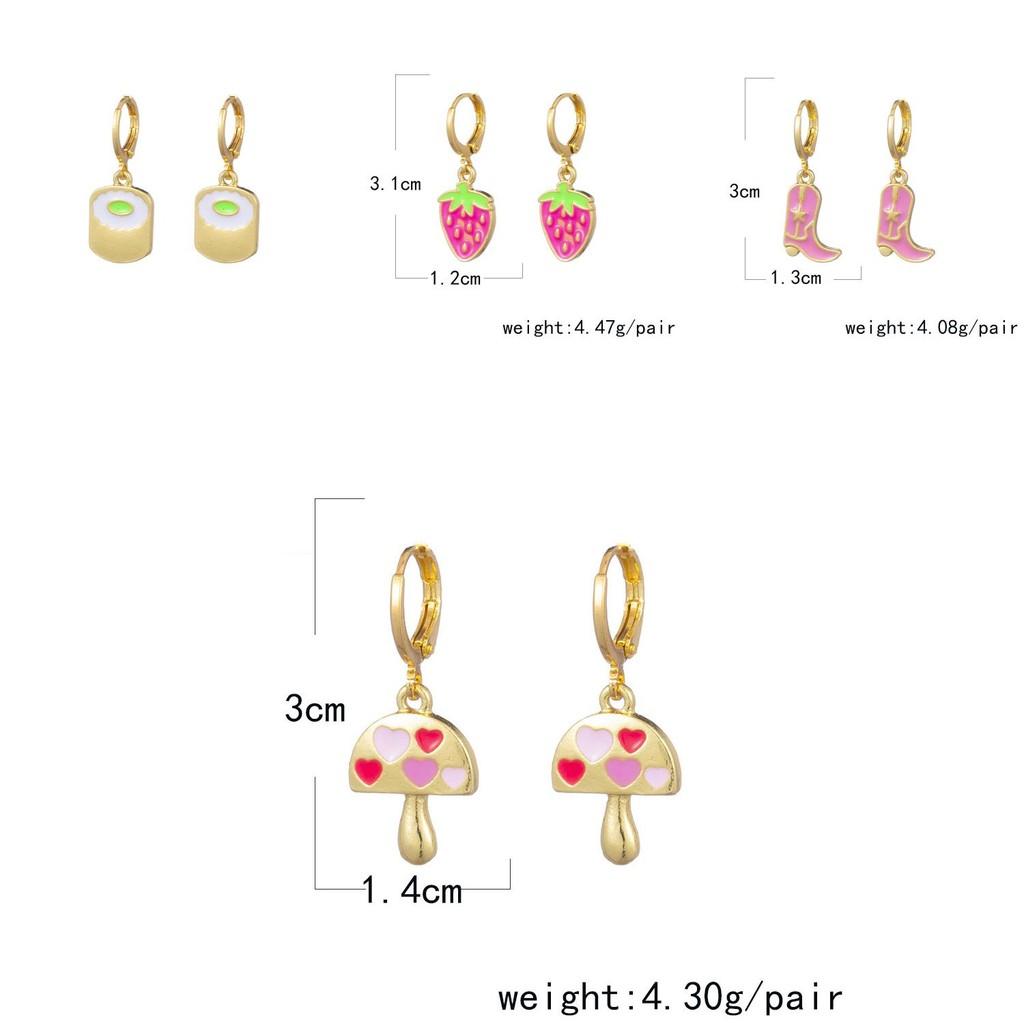 Orecchini alla moda in lega a forma di rosa, farfalla e nuvola, forme geometriche alla moda per fotografia street style
