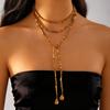 Luxury Aesthetic Hip Hop Irregular CCB Pearl Strand Necklace Fashion Y-Shaped Round Tassel Choker