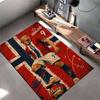 Sports Area Rug, Erling Haaland Norway 9 Flag Vintage Grunge Poster, Fan Cave Decor, Non-Slip Mat