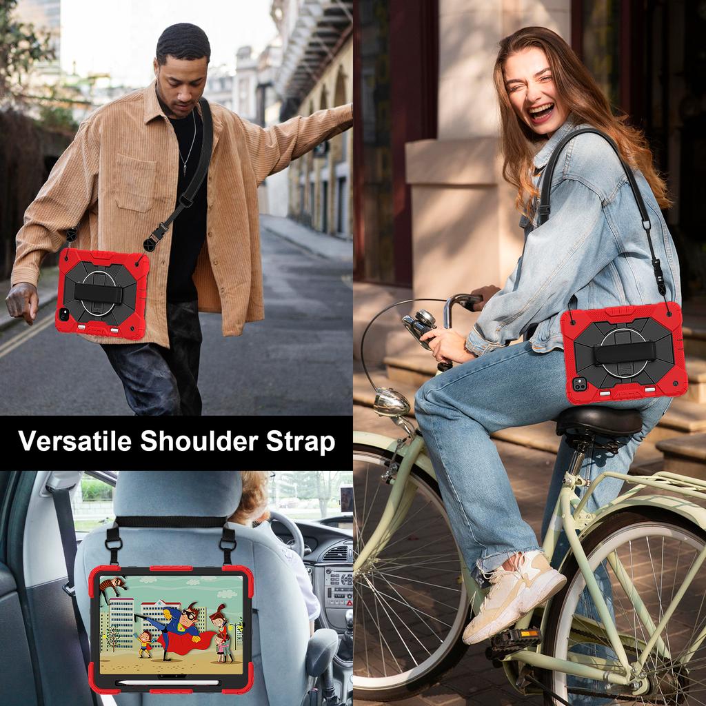 Anti-Slip Stand Case for IPad Pro 11 2025 M5 2024 M4 A3357 A3358 A3359 A2836 A2837 A3006 Rotating Hybrid Cover Shoulder Strap