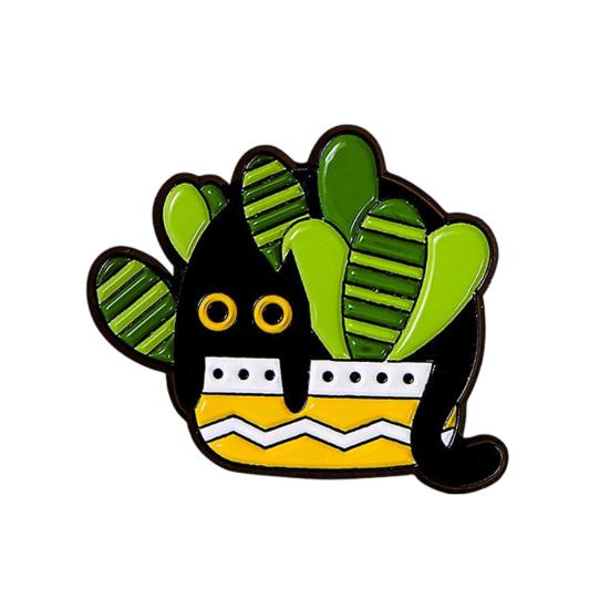 

Enamel Brooch Cartoon Green Plant Cat Shape Lapel Pin Jackets Hats Sweatshirts School Bags Badge Outfit Accessory C