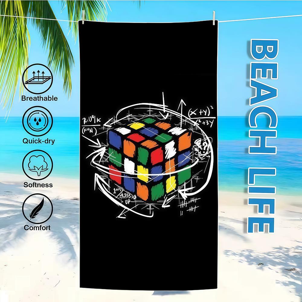 R-RubiksS C-CubeS Towel Textile Bathrobe Beach Quick-Drying Lightweight Portable Camping Swim Pool Travel