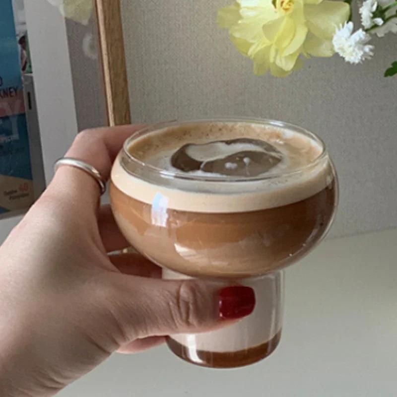Korean Transparent Glass Cup Coffee Mugs Twisted Water Cup Milk Whiskey Coffee Cold Drink Cup Kitchenware Table Decoration as shown