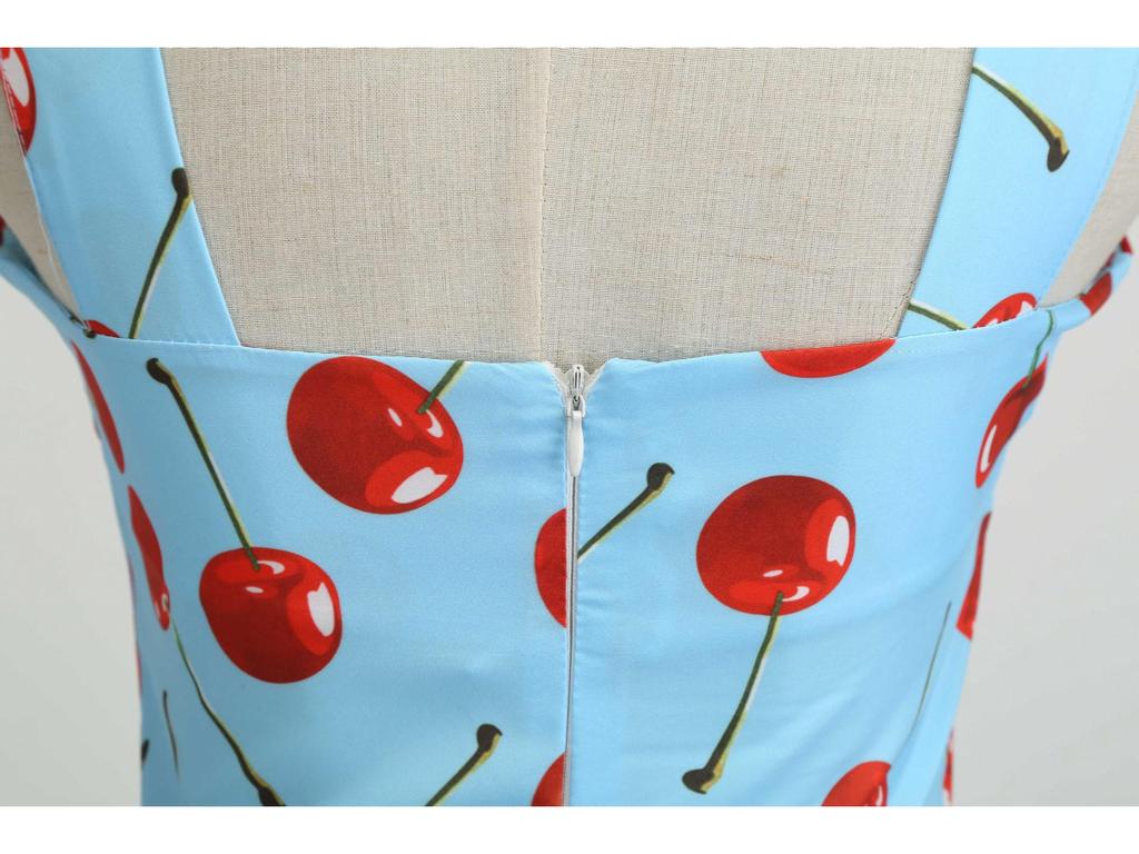 Retro Hepburn Style 50s Splicing Sling Slim Swing Skirt Dress 3186