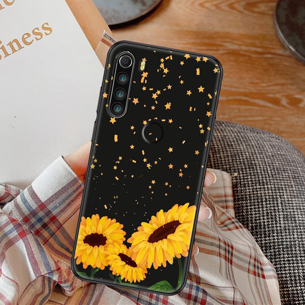 Cute&amp;nbsp;Sunflower Phone Case For Xiaomi Redmi Note 7 8 9 10 7A 8T 9A 9T 9S 10S Pro black art hoesjes fashion cover pretty shell