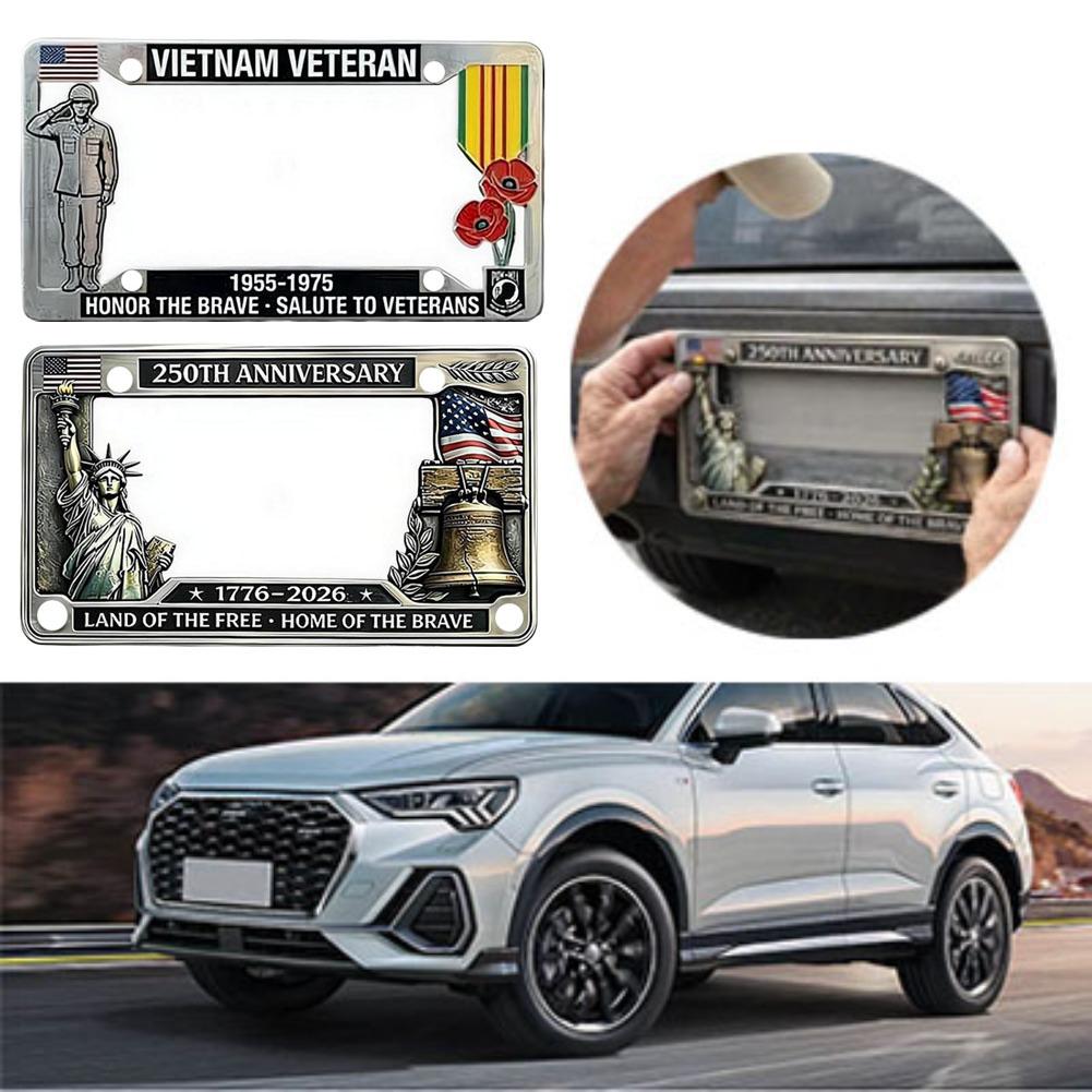 250th Anniversary Commemorative License Plate Frame High-quality Vietnam Veteran Salute Mental License Plate Decorative Frame License Plate Covers