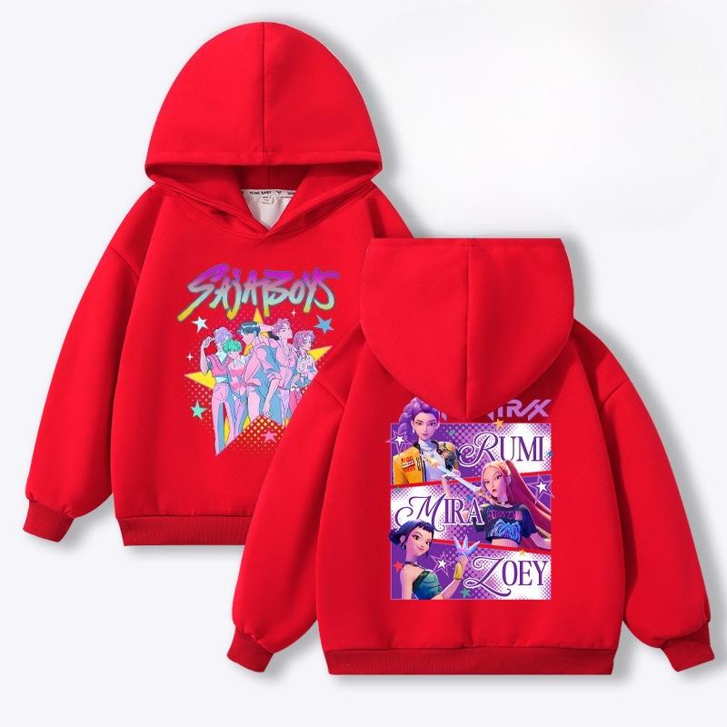 Повседневный свободный топ Модная толстовка с принтом Универсальные худи Толстовки Девочки 160cm красный