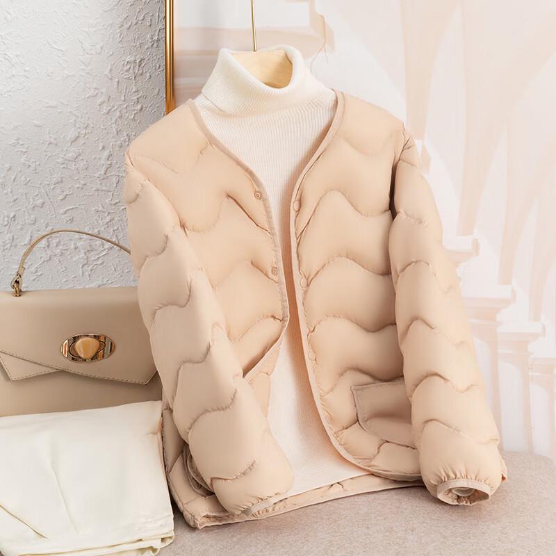 SNOWFLYING Women's 2024 Ultra-Light Short Round Neck Down Jacket