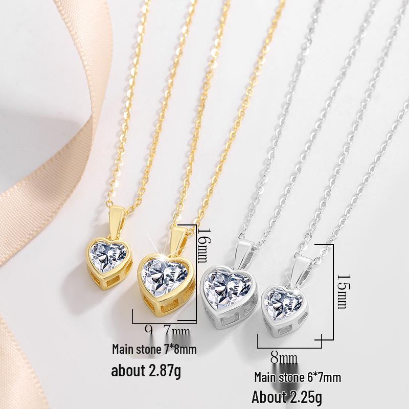 S925 Silver Heart Moissanite Necklace - Elegant Light Luxury Clavicle Accessory for Women