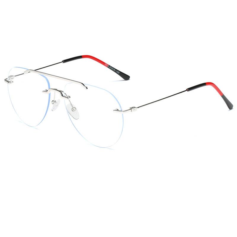 YIMARUILI Ultra Light Fashion Double Beam Glasses Frame Retro Alloy Optical Prescription Rimless Glasses For Men and Women 1870